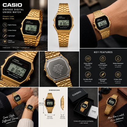 ⌚ Vintage Digital Gold Watch — Timeless Style, Modern Attitude