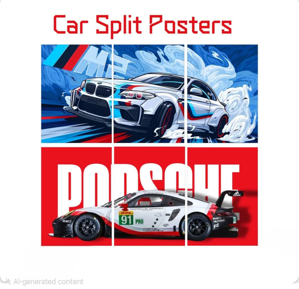 Set of 6 racing car wallpaper stickers for asthetic room